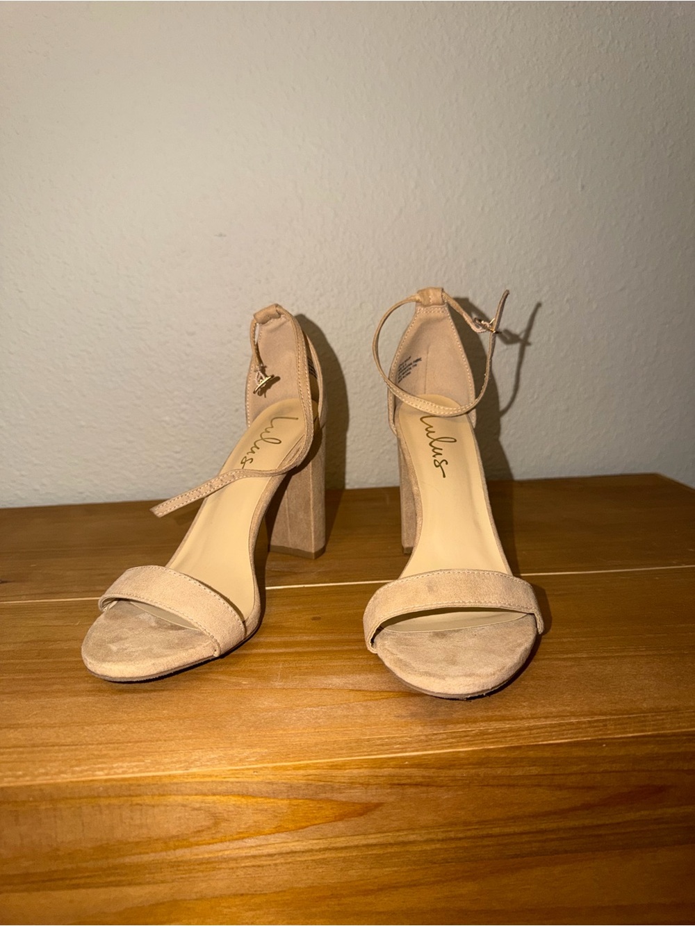 Lulu's Taylor Natural Suede Ankle Strap Heels